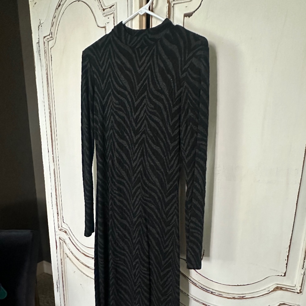 Long sleeve zebra print dress